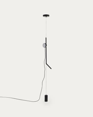 Orey black metal lamp stand with multi-position spotlight and UK adaptor