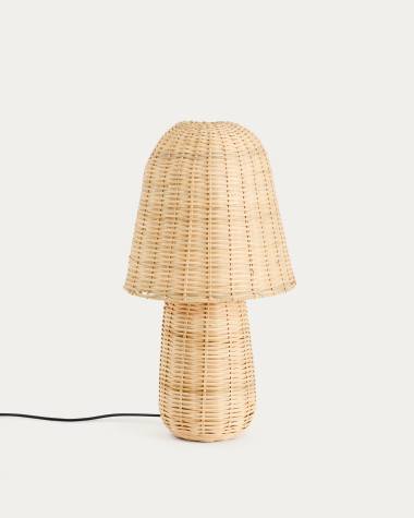 Neuda rattan table lamp with clear finish and UK adaptor