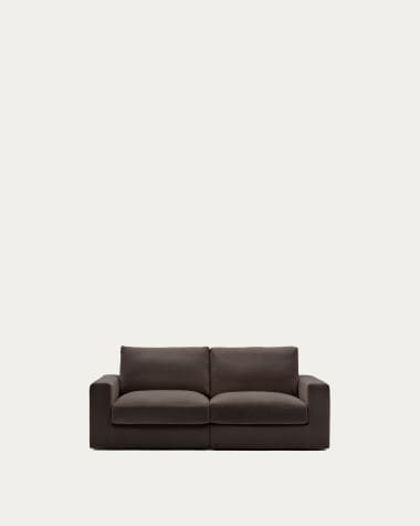 Alea removable cover modular sofa 3-seater in dark brown chenille 220 cm
