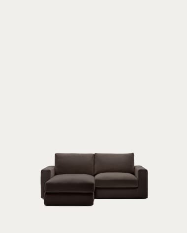 Alea removable cover modular sofa 3-seater in dark brown chenille left chaise longue 220 cm