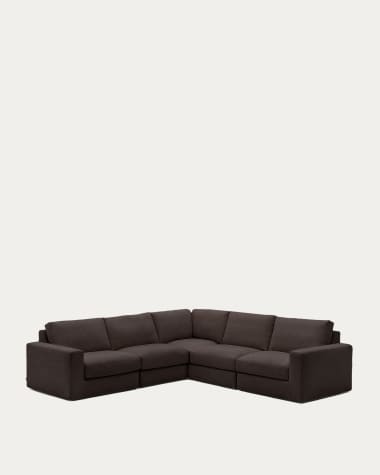 Alea removable cover modular sofa 5-seater in dark brown 310 x 310 cm