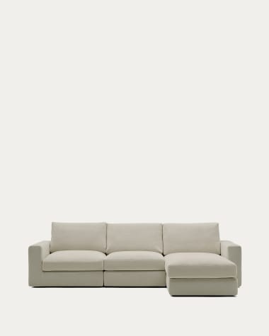 Alea removable cover modular sofa 4-seater in light brown chenille right chaise longue 310 cm