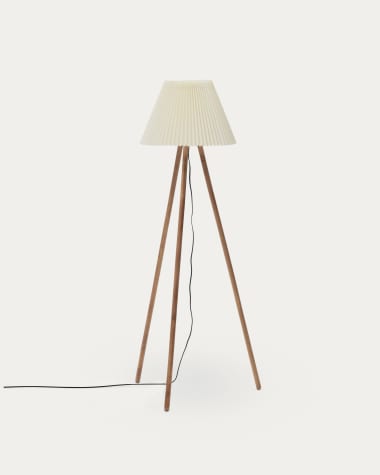 Benicarlo floor lamp in solid rubber wood with a natural, beige finish