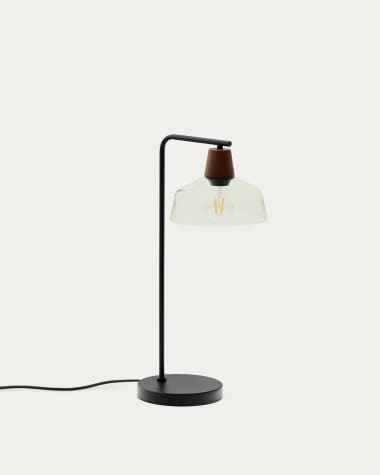 Silex table lamp with a metal foot in green glass