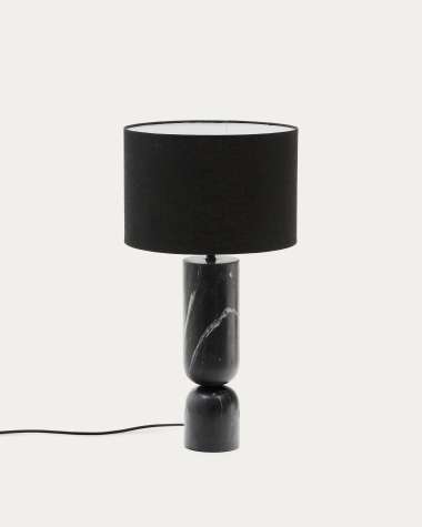 Vex table lamp in black marble with a black linen shade