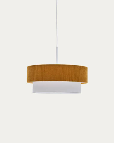 Bianella ceiling lamp in cotton and mustard corduroy, Ø 40 cm