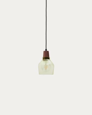 Silex green glass and walnut ceiling lamp, Ø 13 cm