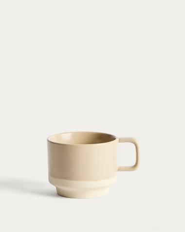 Doren beige ceramic dessert plate