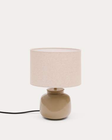 Tay green ceramic and beige linen table lamp