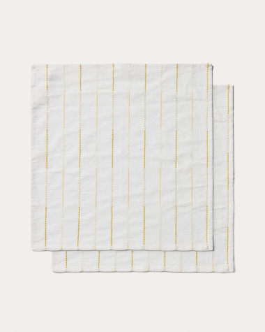 Daltan yellow striped cotton and jute table runner 50 x 150cm