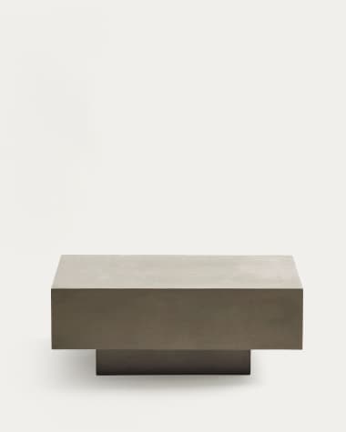 Saura coffee table with acacia top in walnut finish and black cement base Ø55x35cm