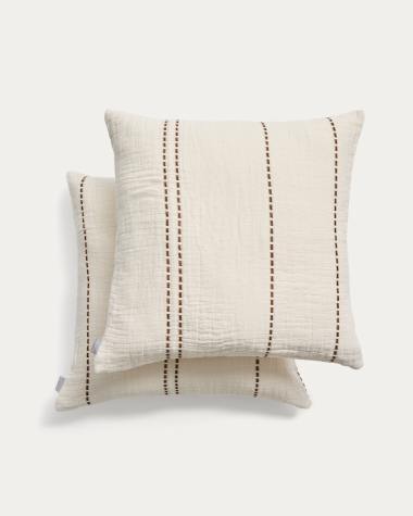 Vori 100%-cotton ecru wrinkled effect cushion cover 50 x 50 cm