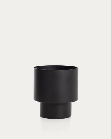Mash round metal planter in black Ø41
