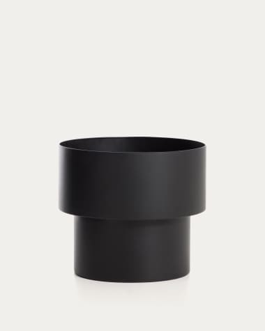 Mash round metal planter in taupe Ø28