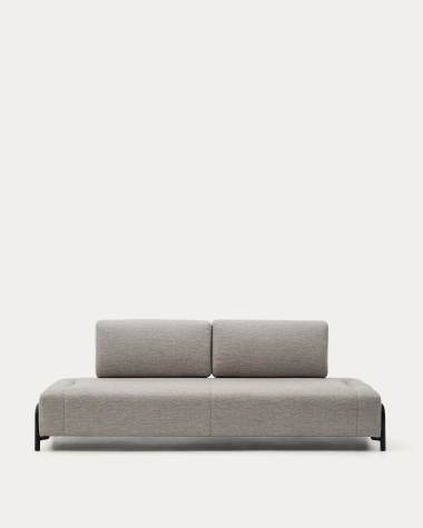 Gilma 2 seater sofa in white fleece with black finish legs, 170 cm FR