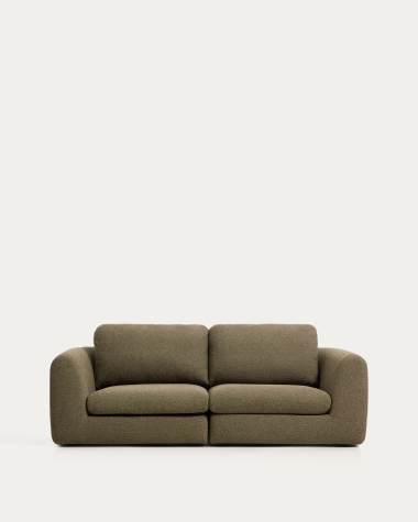 Gilma fire-retardant 2-seater sofa in thick green corduroy with black-finish legs 170cm