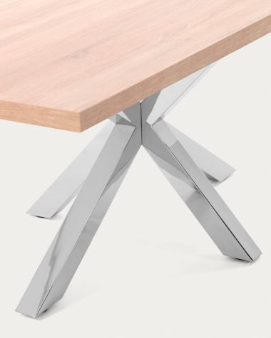 Argo table in melamine with natural finish and stainless steel legs 180 x 100 cm