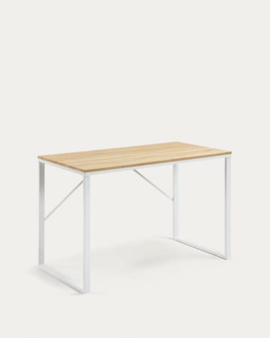 Bureau Talbot en mélamine finition naturelle et pieds en acier blanc 120 x 60 cm