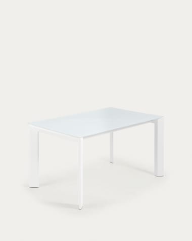 Axis white glass extendable table with white steel legs 140 (200) cm