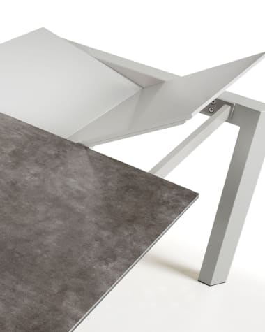 Axis porcelain extendable table in Volcano Ash finish with grey steel legs 140 (200) cm