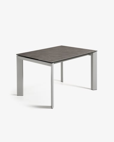 Axis porcelain extendable table in Volcano Ash finish with grey steel legs 140 (200) cm