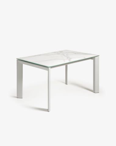 Axis porcelain extendable table in White Kalos finish with grey legs 160 (220) cm