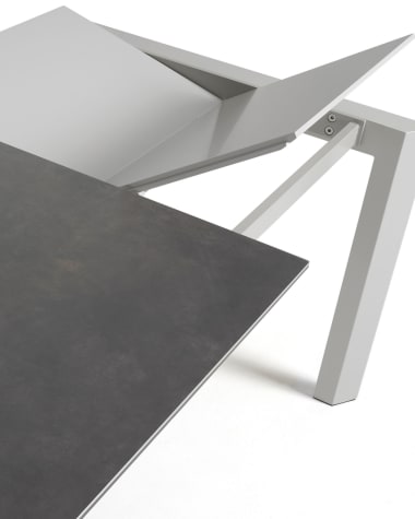 Axis porcelain extendable table in Volcano Rock finish with grey legs 160 (220) cm