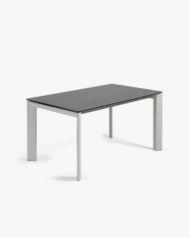 Axis porcelain extendable table in Volcano Rock finish with grey legs 160 (220) cm