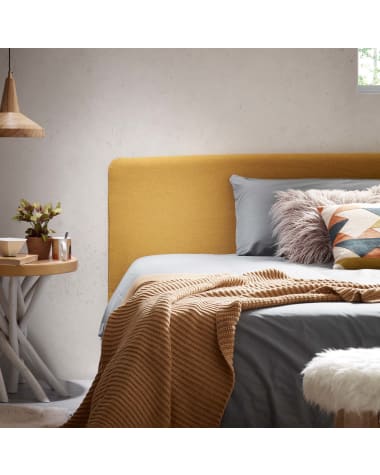 Dyla headboard with removable cover in mustard, for 160 cm beds