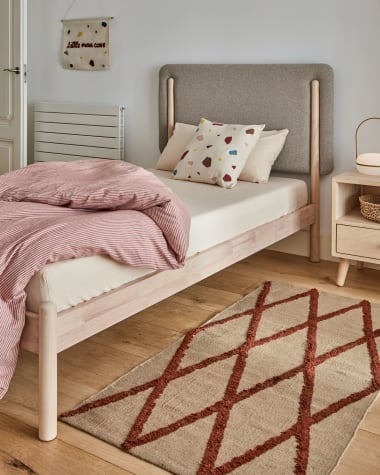 Shayndel bed made from solid rubber wood, for a 90 x 190 cm mattress