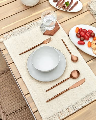 Ryba dessert plate in white and brown ceramic