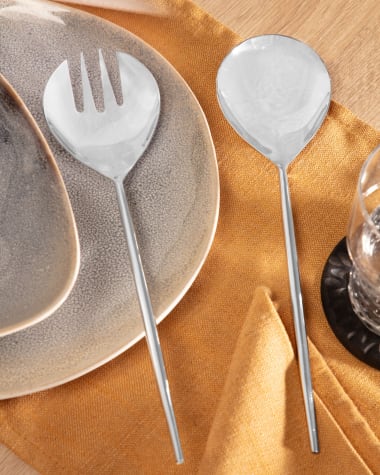 Crisps 2-piece cutlery set for salad silver