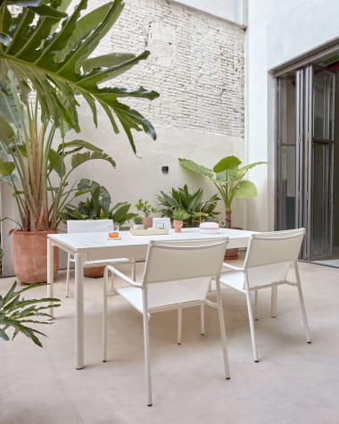 Zaltana extendable aluminium outdoor table with matt white finish 140 (200) x 90 cm