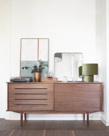 Carolin walnut wood veneer sideboard with 2 doors and 1 drawer, 180 x 83.8 cm