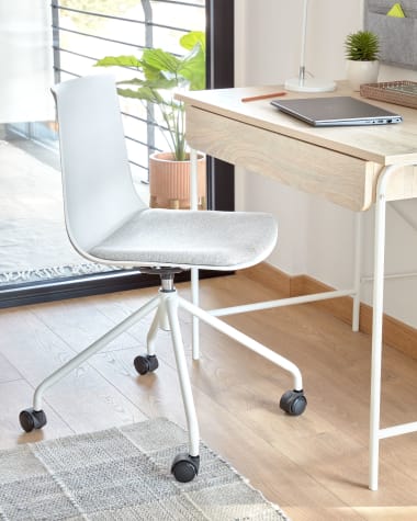 Ralfi white desk chair with light grey seat