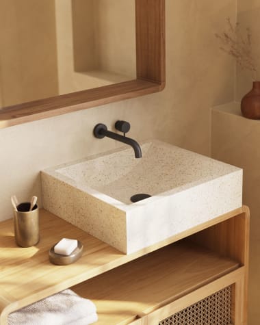 Delina countertop washbasin in white terrazzo 40 x 45 cm