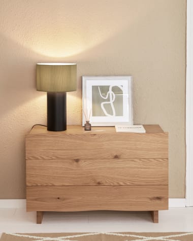 Rasha chest of drawers with oak veneer with natural finish 104 x 73 cm