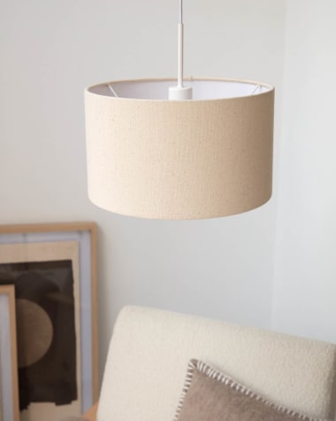 Nazli small linen ceiling light shade with beige finish Ø 40 cm