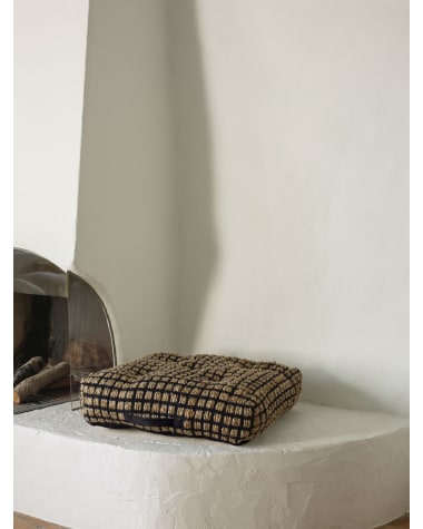 Adelma jute and cotton floor cushion and pallet in black and neutral 63 x 63 cm