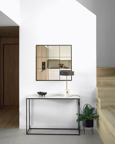 Rewena console table with Kalos Blanco porcelain top and steel structure, 110 x 75 cm