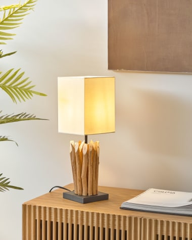 Boop table lamp made of solid red wood and rubberwood UK adapter