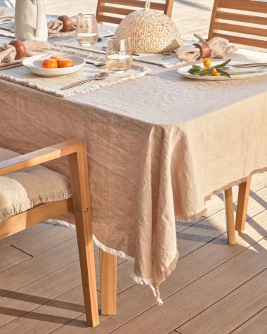 Iraide cotton and linen tablecloth in brown 170 x 250 cm