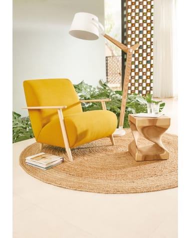 Meghan armchair in mustard with solid ash legs with natural finish