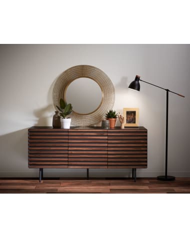 Kesia 2 door sideboard in walnut veneer with black lacquer & black steel, 162 x 74 cm