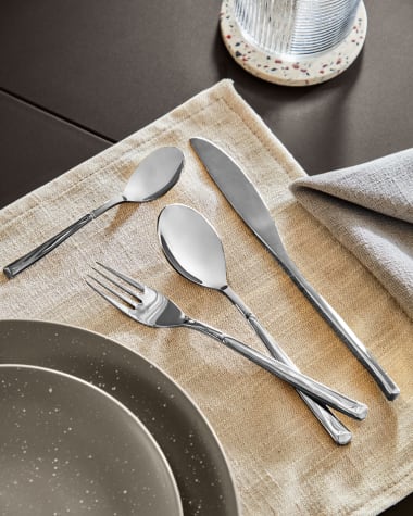 Crisps square handle 16-piece silvery cutlery set