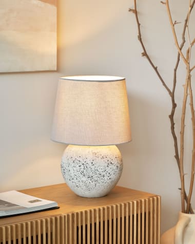Marcela table lamp in ceramic with grey finish UK adapter