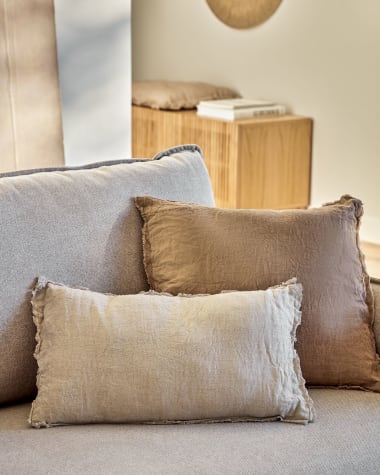 Draupadi cushion cover 100% linen in brown 45 x 45 cm
