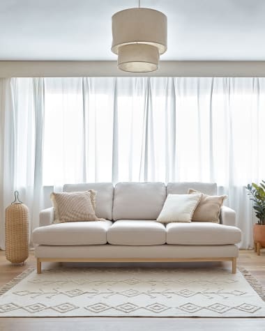 Mihaela 3 seater sofa in white micro bouclé, 203 cm