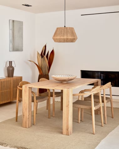 Deyanira table with oak veneer and solid oak legs 160 x 90 cm