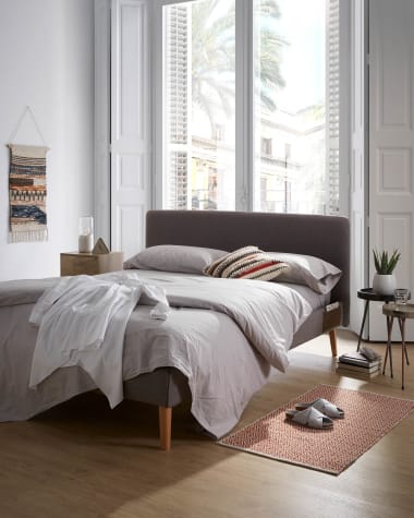 Dyla headboard with removable cover in grey, for 150 cm beds FSC Mix Credit